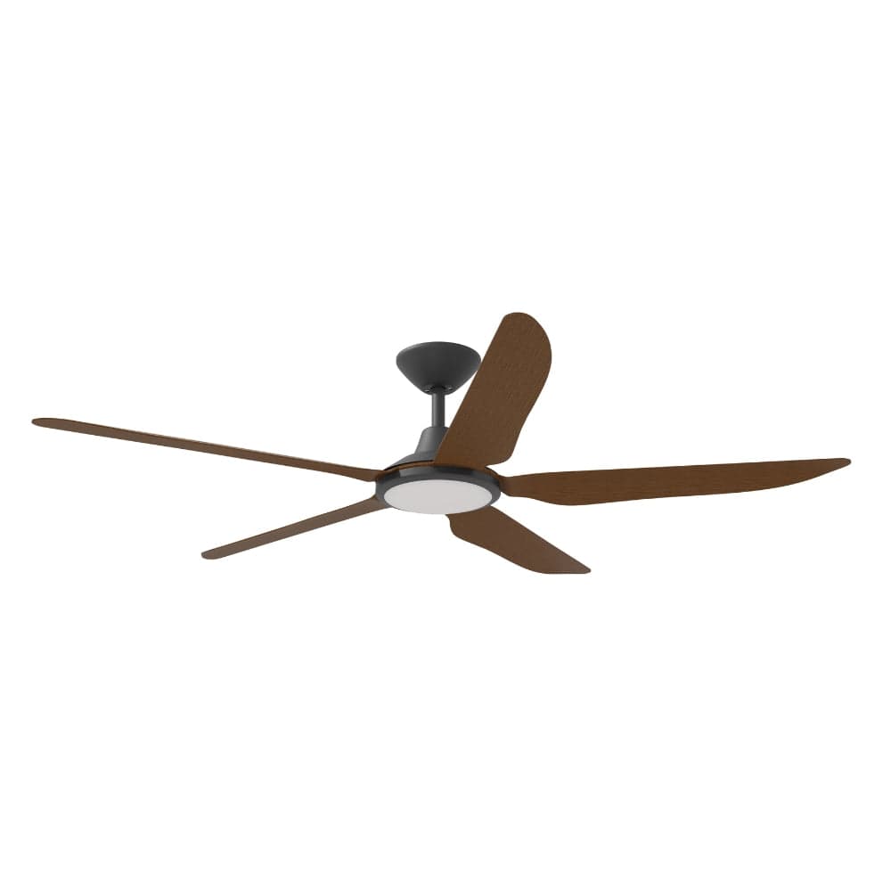 With Light Storm Ceiling Fan Black with Koa Blade with Light