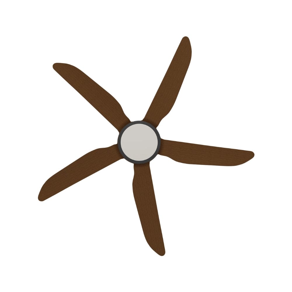 With Light Storm Ceiling Fan Black with Koa Blade with Light