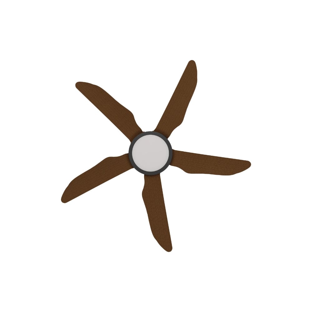 With Light Storm Ceiling Fan Black with Koa Blade with Light