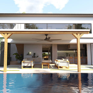 Without Light Storm Ceiling Fan Black with Koa Blades