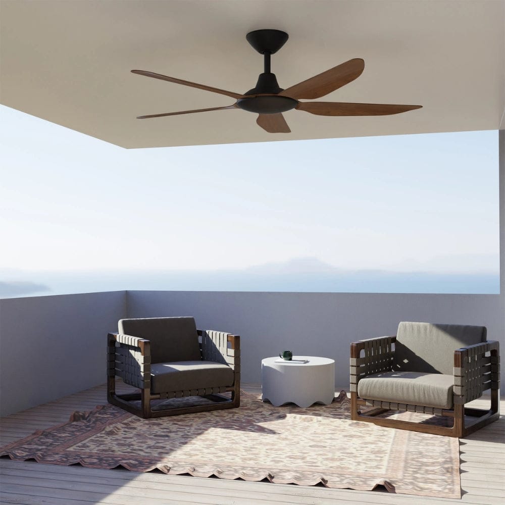 Without Light Storm Ceiling Fan Black with Koa Blades