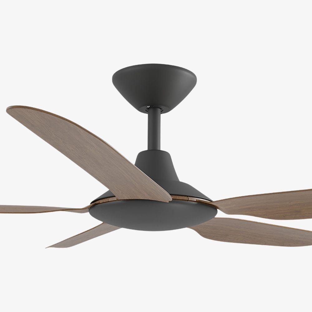 Without Light Storm Ceiling Fan Black with Koa Blades
