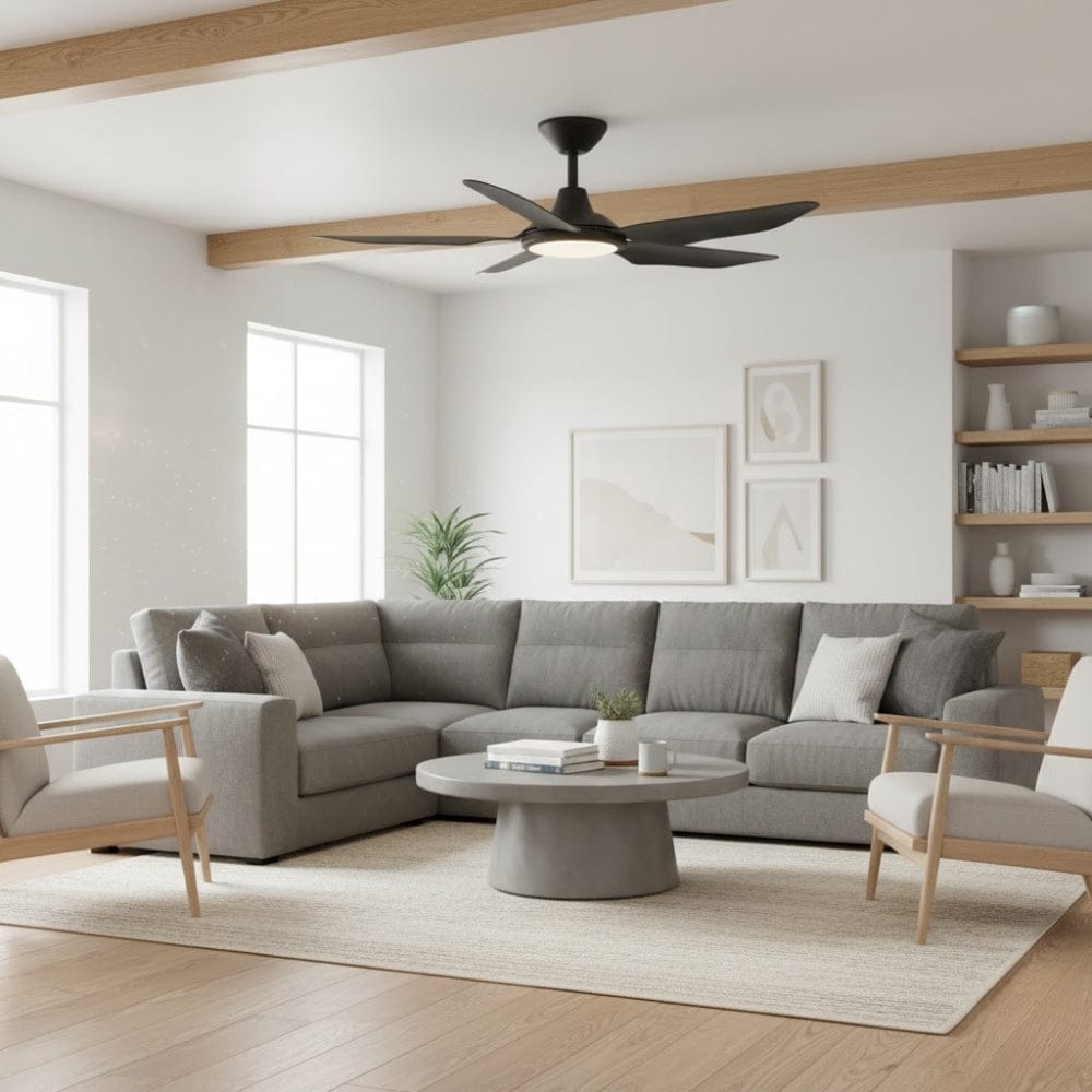 With Light Storm Ceiling Fan Black with Light