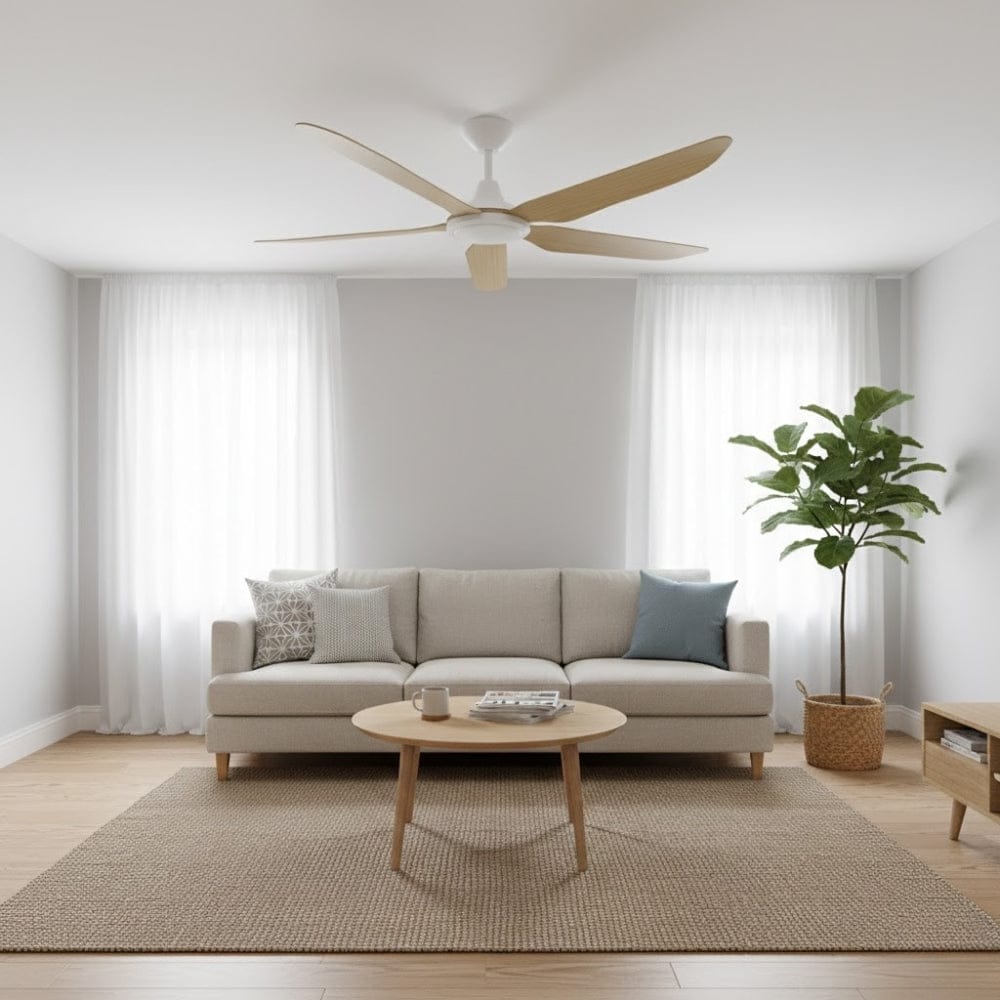 With Light Storm Ceiling Fan White with Bamboo Blade with Light