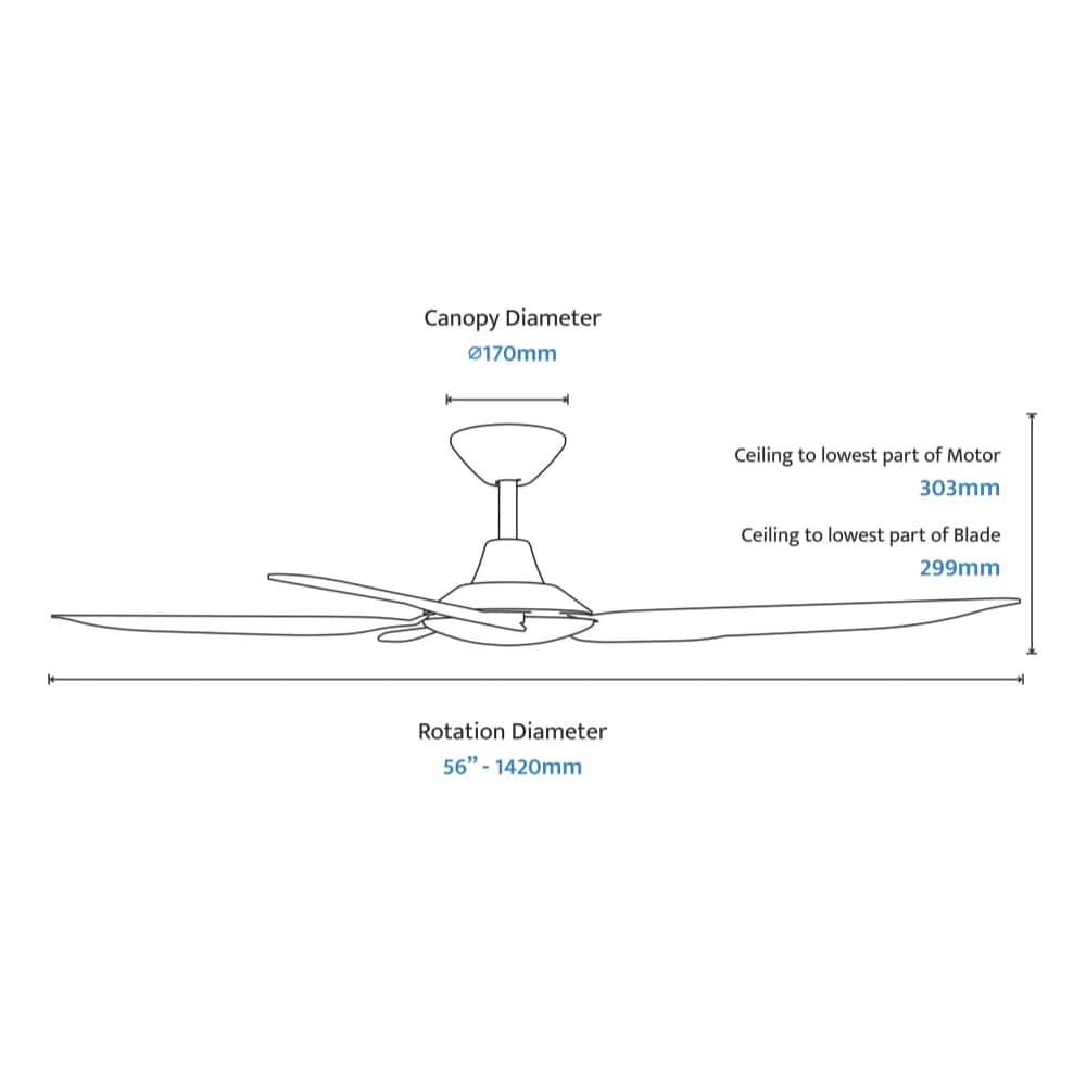 Without Light Storm Ceiling Fan White with Bamboo Blades - No Light