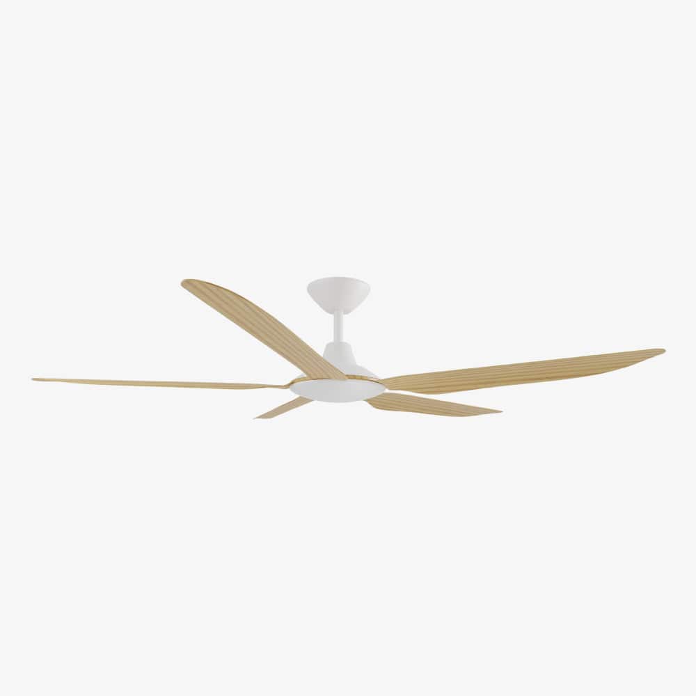 Without Light Storm Ceiling Fan White with Bamboo Blades