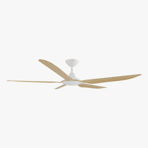 Without Light Storm Ceiling Fan White with Bamboo Blades