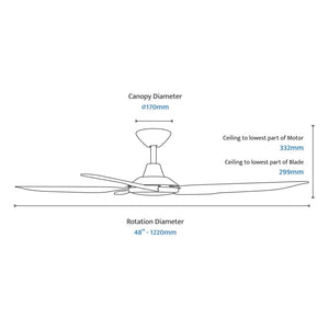 With Light Storm Ceiling Fan White with Koa Blade with Light