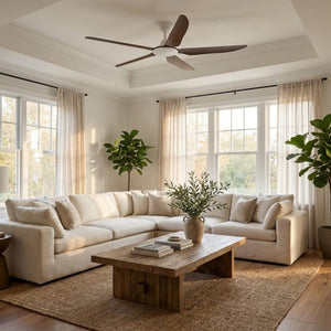 Without Light Storm Ceiling Fan White with Koa Blades