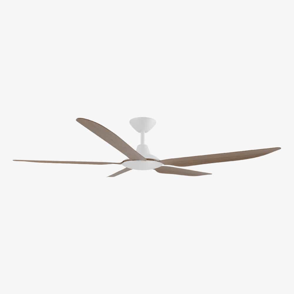 Without Light Storm Ceiling Fan White with Koa Blades