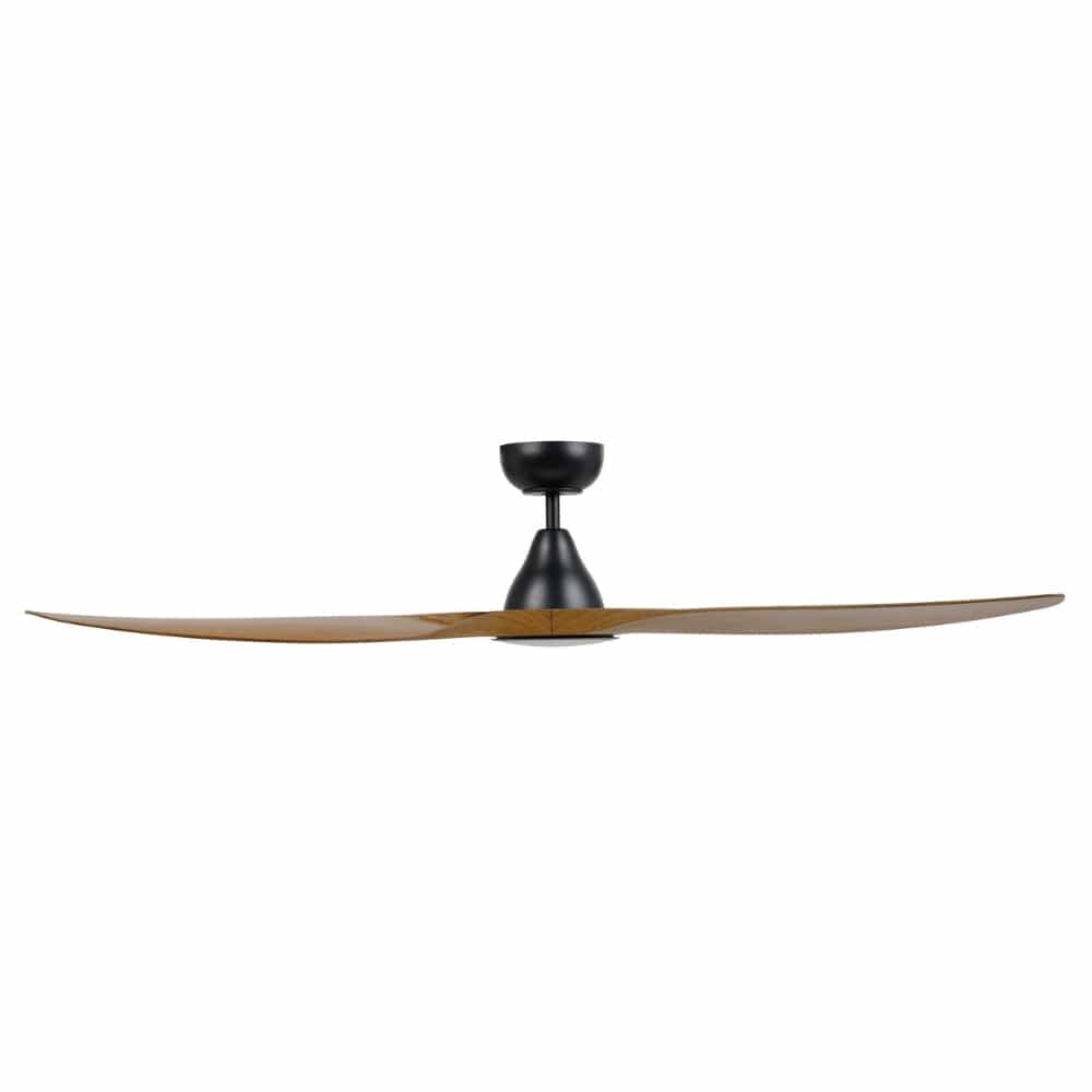 With Light Surf Ceiling Fan Matte Black & Burmese Teak with Light