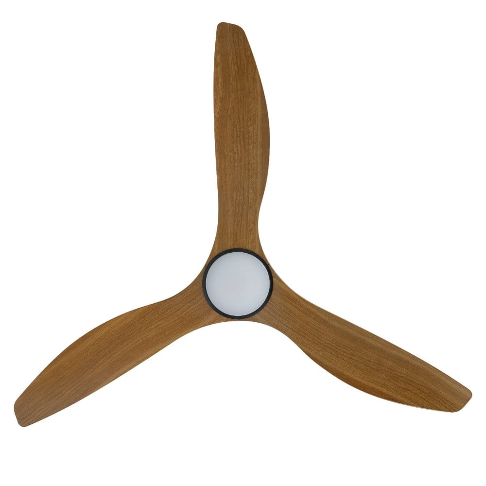 With Light Surf Ceiling Fan Matte Black & Burmese Teak with Light