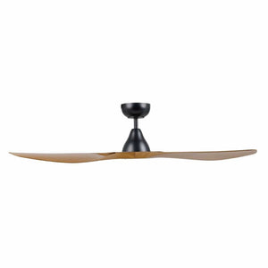 Without Light Surf Ceiling Fan Matte Black with Burmese Teak