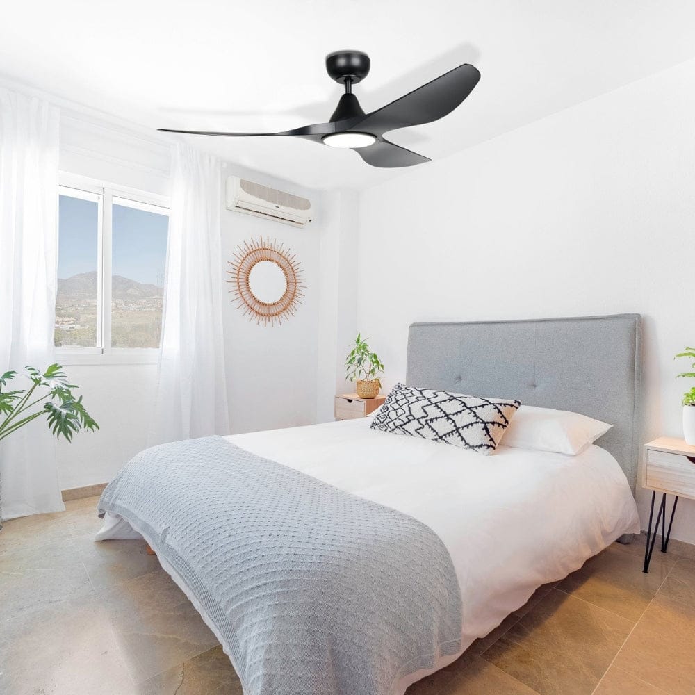 With Light Surf Ceiling Fan Matte Black with Light