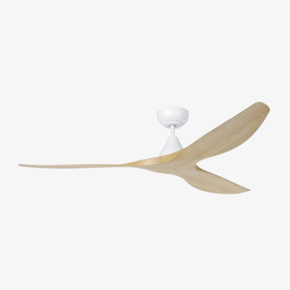 Without Light Surf Ceiling Fan Matte White with Oak