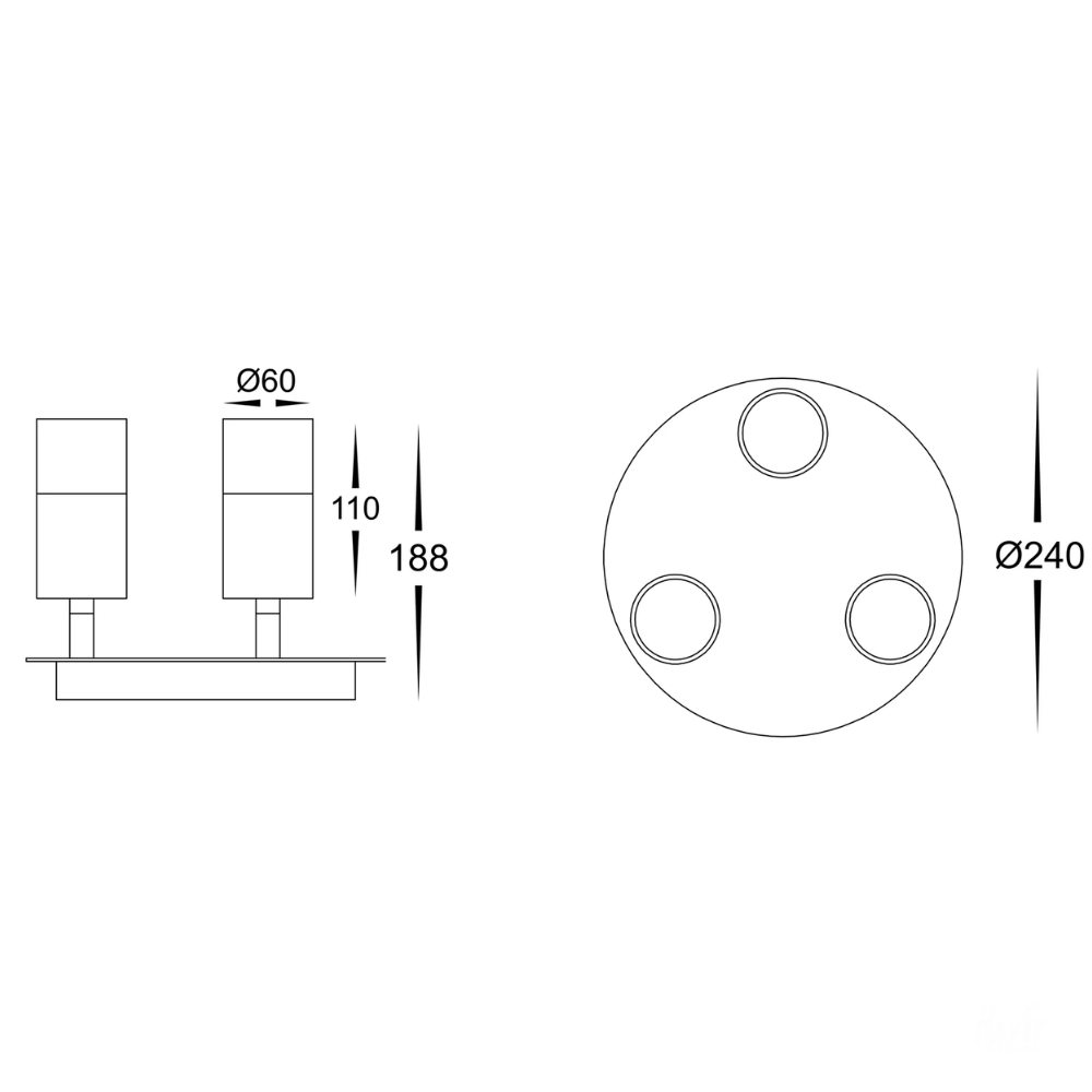 Bar & Spot Tivah 3 Light Round Plate