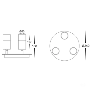 Bar & Spot Tivah 3 Light Round Plate