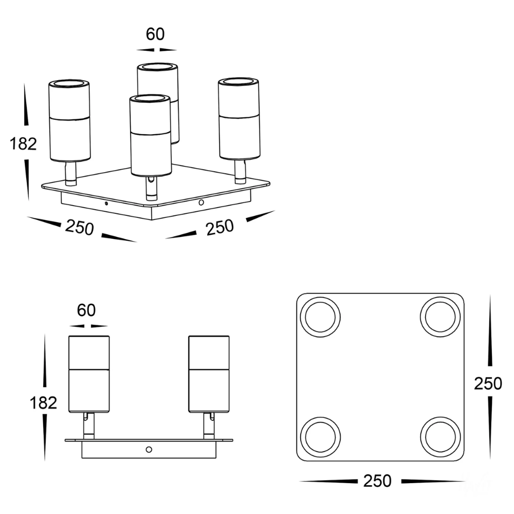 Bar & Spot Tivah 4 Light Square Plate