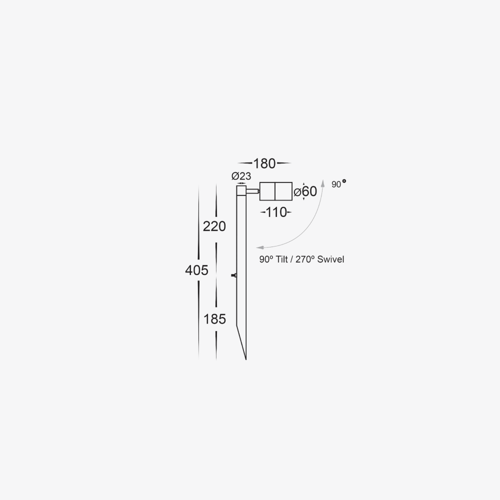 Spike Lights Tivah Short Single Adjustable Spike Light - 12V