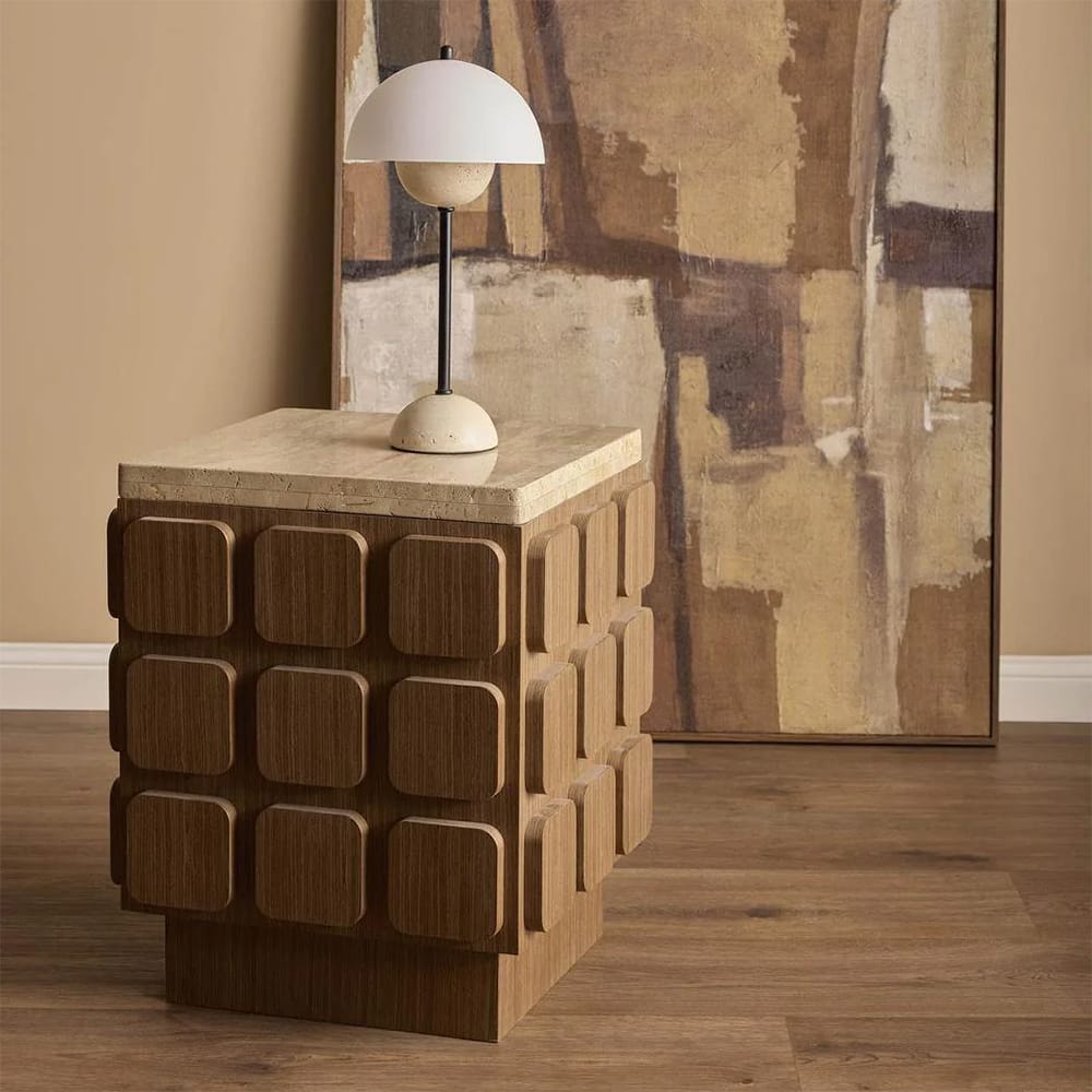 Table Lamps Tondo Travertine Table Lamp (Excess Stock)