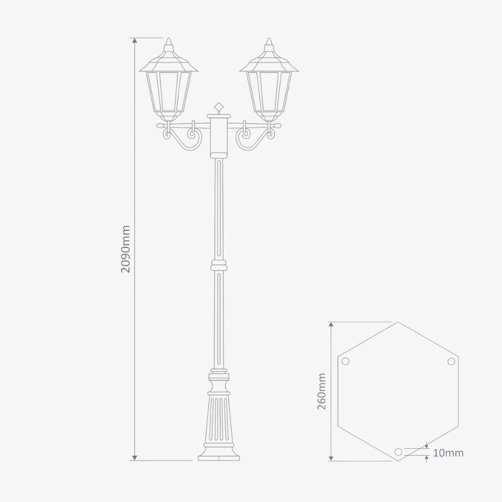 Post Lights Turin Twin Head Medium Post Light