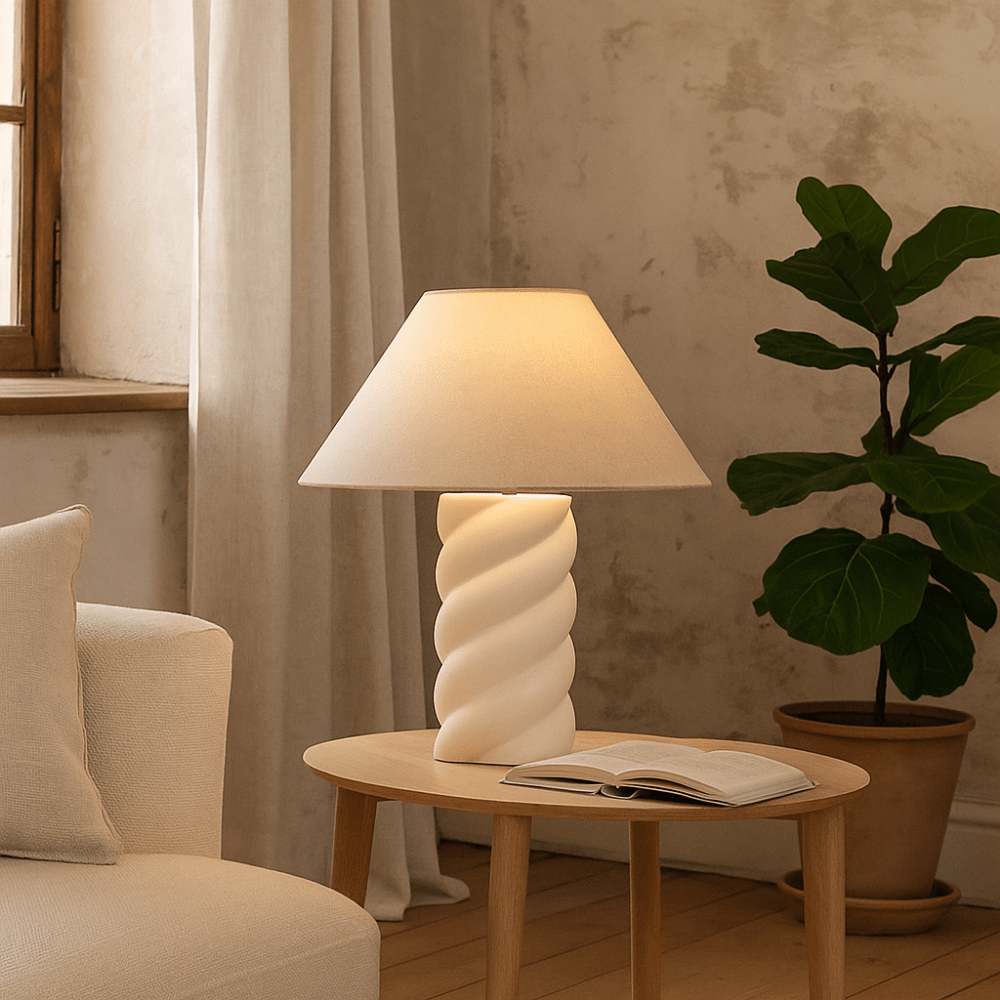 Table Lamps TWIST COLUMN LAMP & SHADE