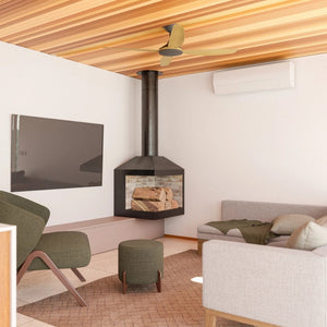 Without Light Vanga DC Ceiling Fan Black with Bamboo Blades - No Light