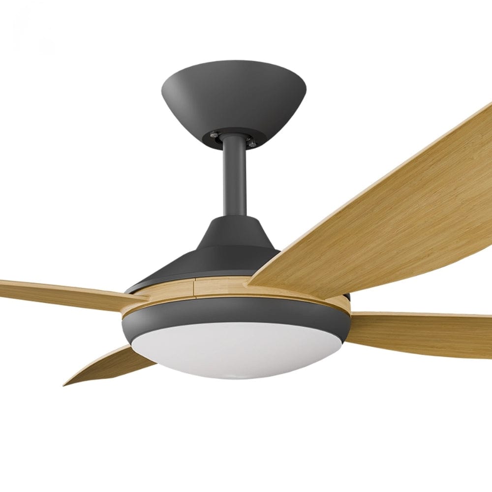 With Light Vanga DC Ceiling Fan Black with Bamboo Blades - With Light