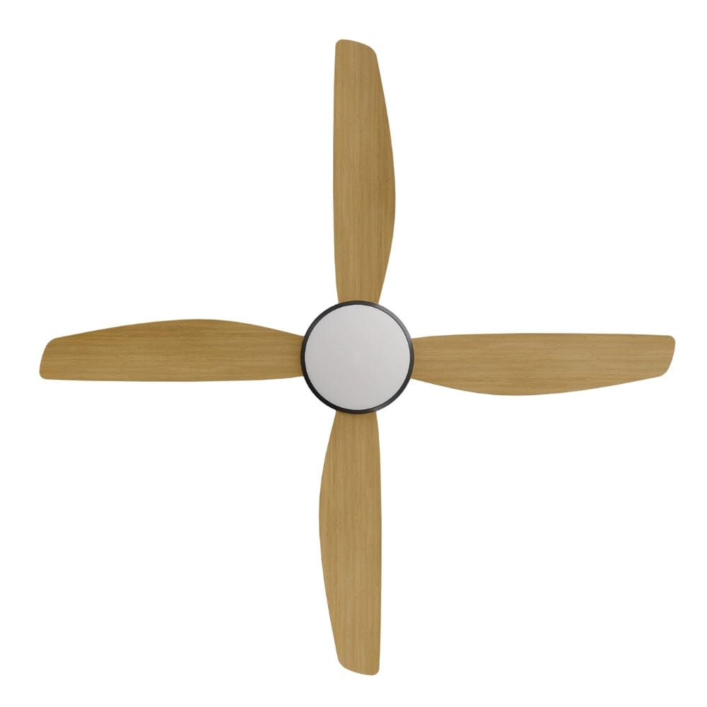 With Light Vanga DC Ceiling Fan Black with Bamboo Blades - With Light