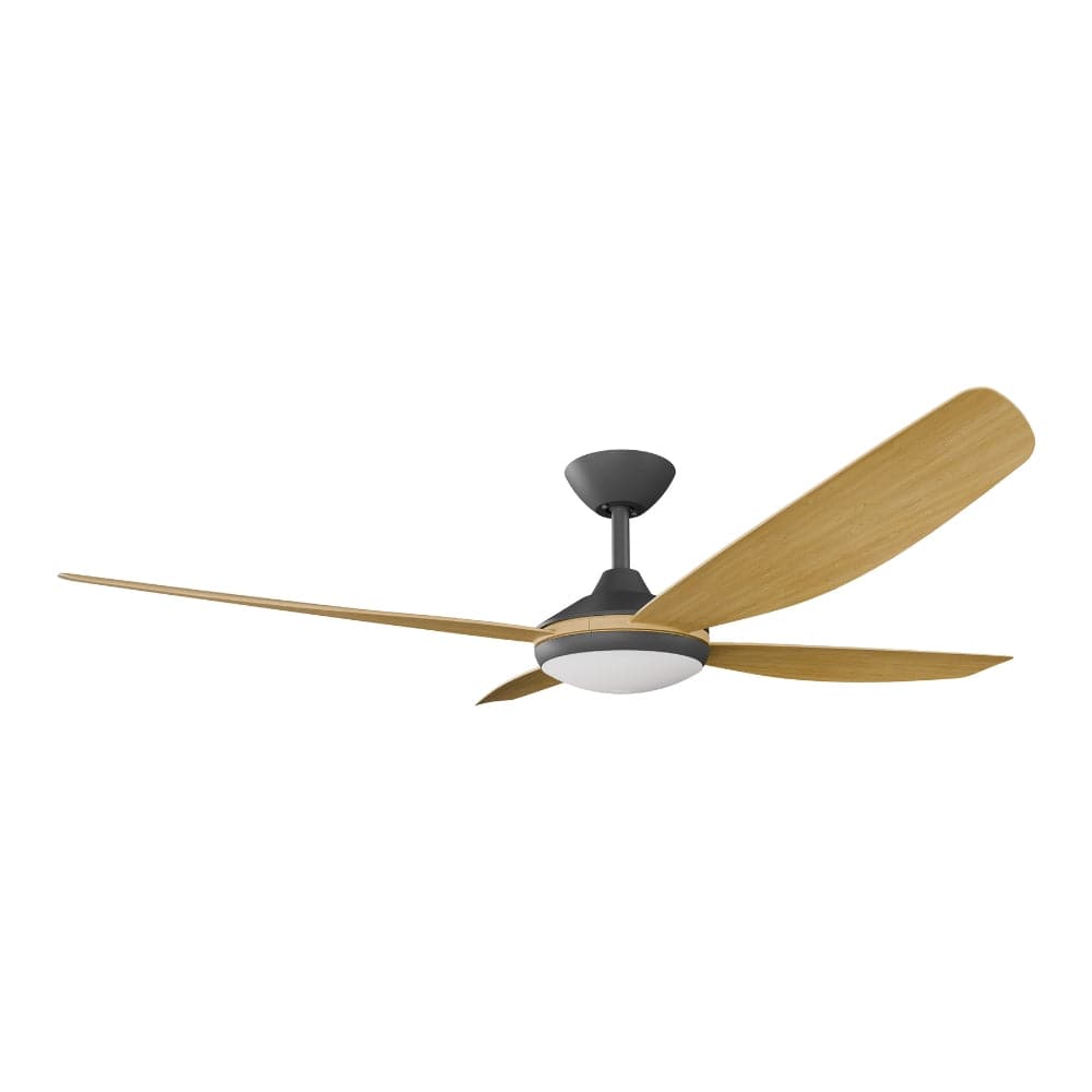 With Light Vanga DC Ceiling Fan Black with Bamboo Blades - With Light