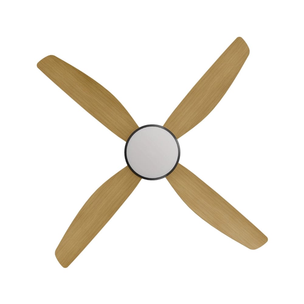 With Light Vanga DC Ceiling Fan Black with Bamboo Blades - With Light