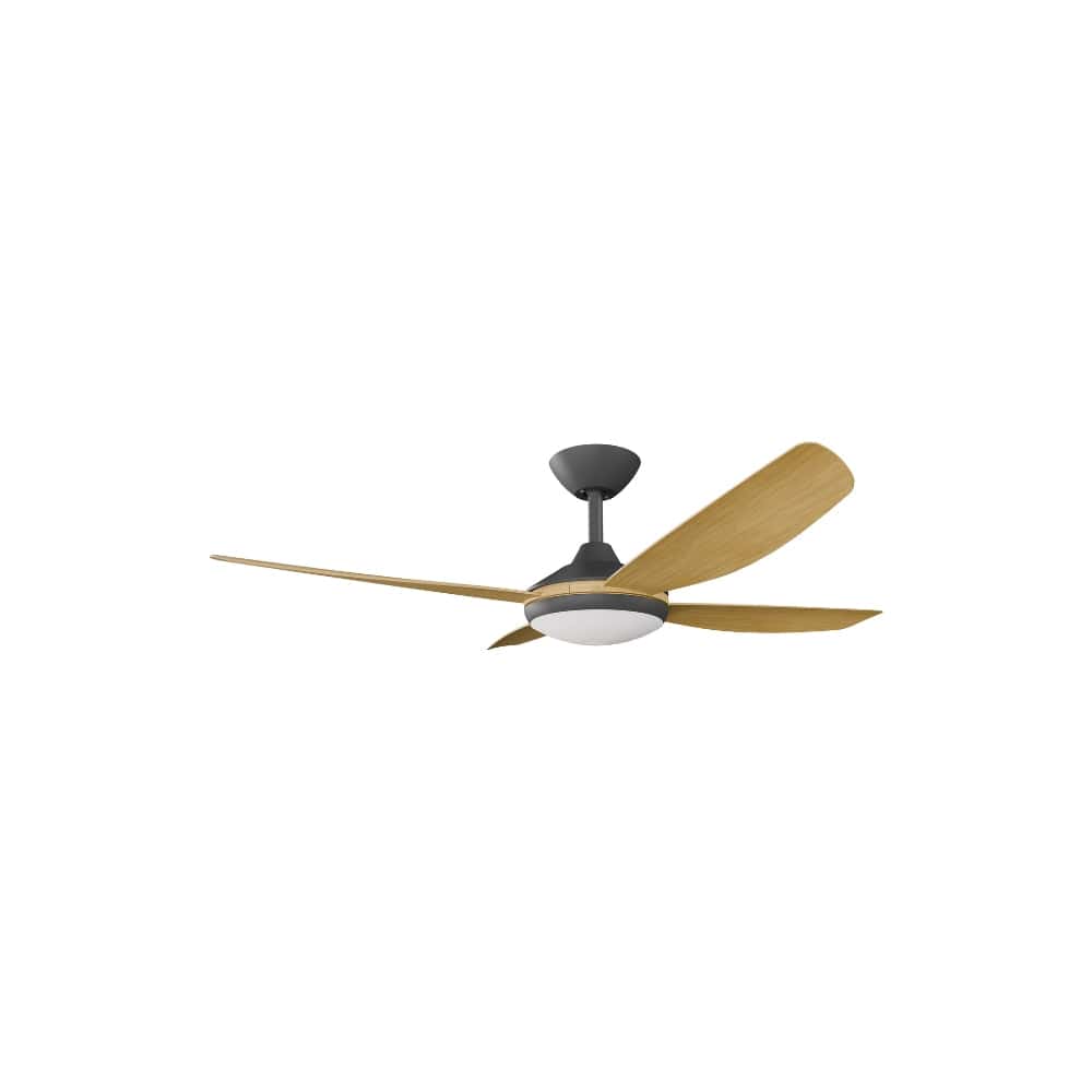 With Light Vanga DC Ceiling Fan Black with Bamboo Blades - With Light