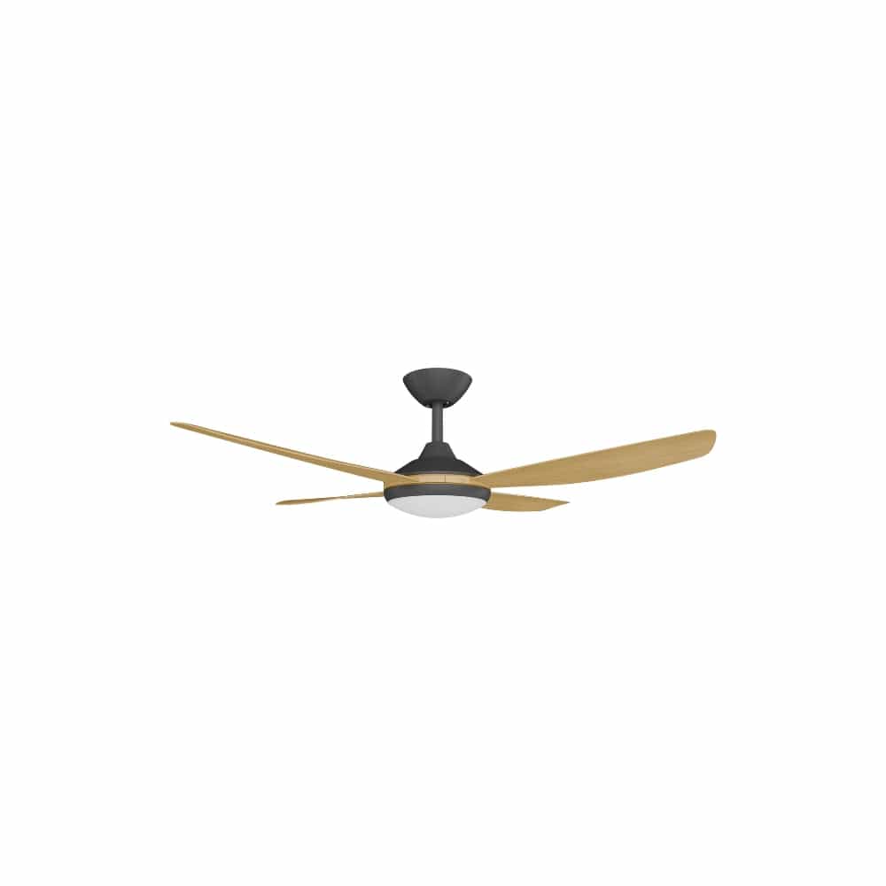 With Light Vanga DC Ceiling Fan Black with Bamboo Blades - With Light
