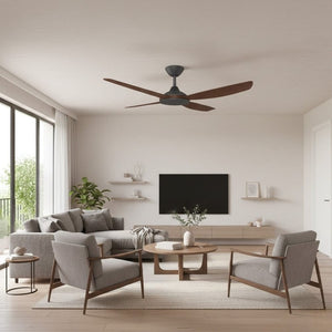 Without Light Vanga DC Ceiling Fan Black with Koa Blades - No Light