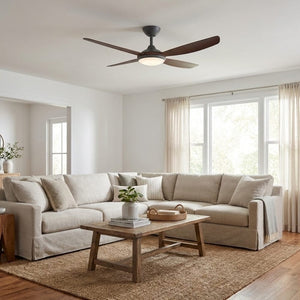 With Light Vanga DC Ceiling Fan Black with Koa Blades - With Light