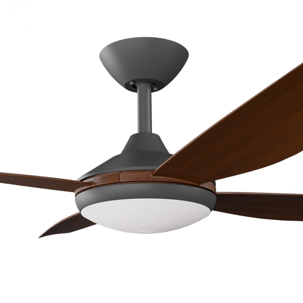 With Light Vanga DC Ceiling Fan Black with Koa Blades - With Light