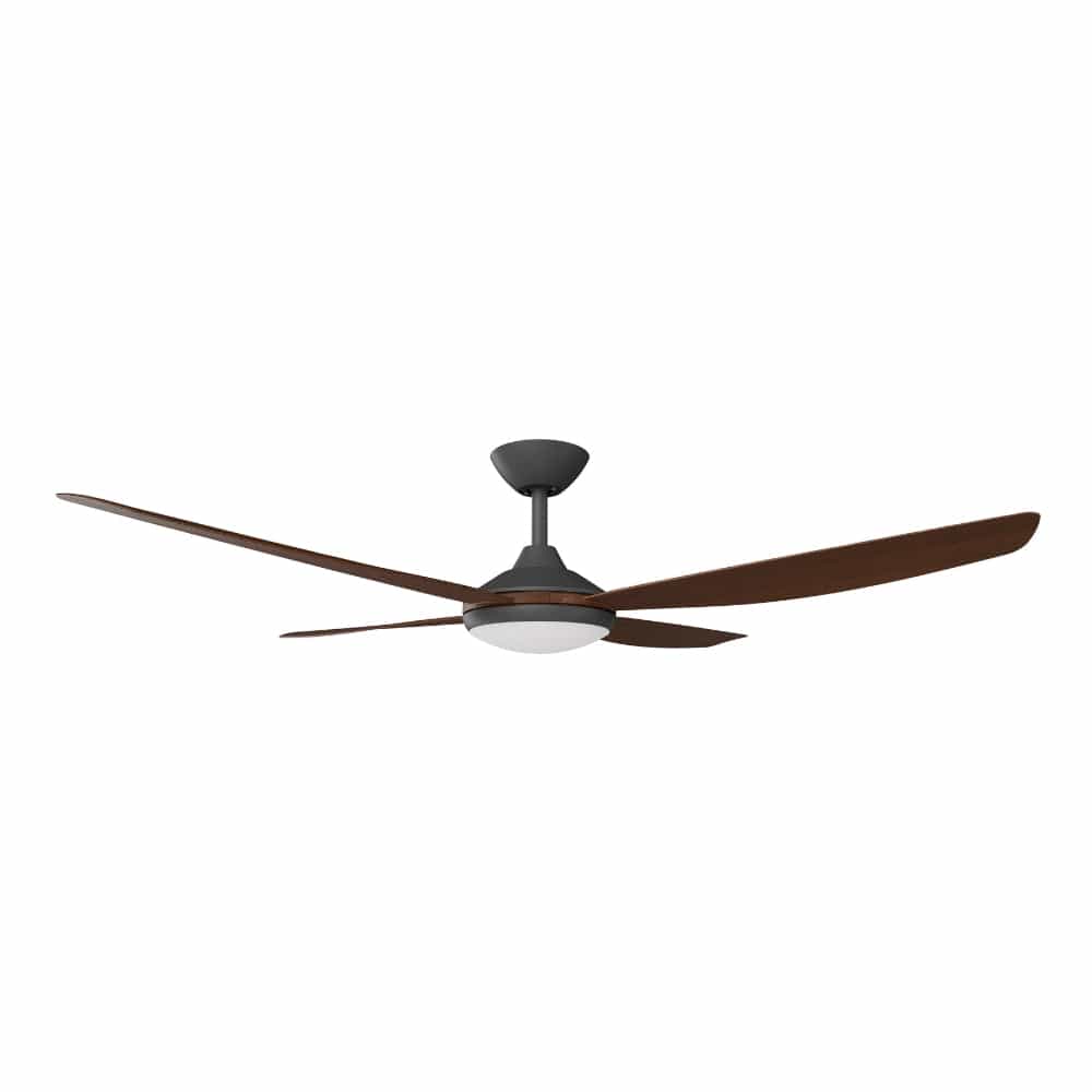 With Light Vanga DC Ceiling Fan Black with Koa Blades - With Light