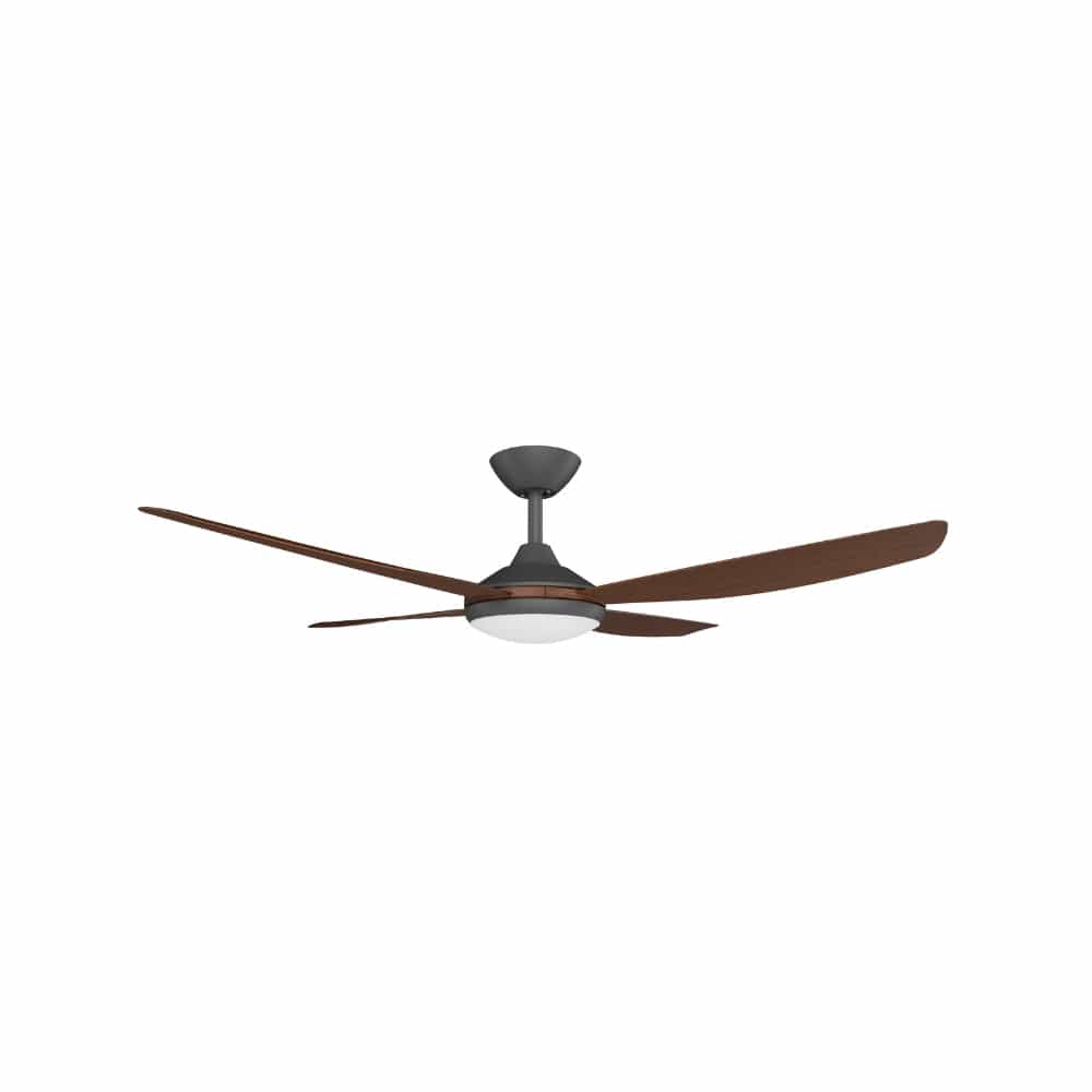 With Light Vanga DC Ceiling Fan Black with Koa Blades - With Light