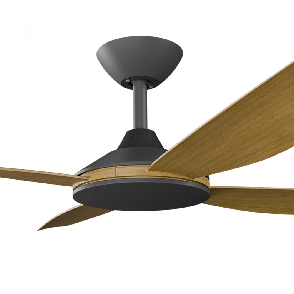 Without Light Vanga DC Ceiling Fan Black with Teak Blades - No Light