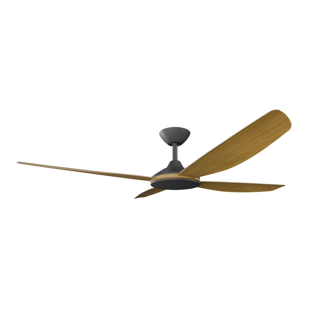 Without Light Vanga DC Ceiling Fan Black with Teak Blades - No Light