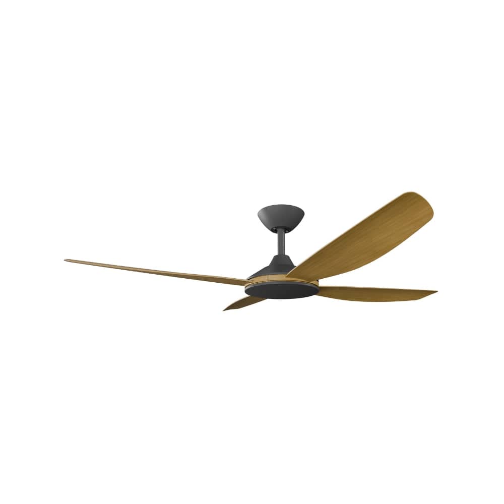 Without Light Vanga DC Ceiling Fan Black with Teak Blades - No Light