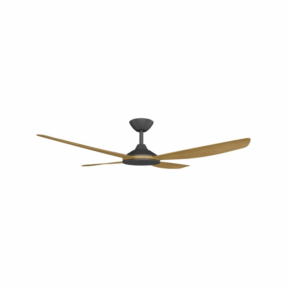Without Light Vanga DC Ceiling Fan Black with Teak Blades - No Light