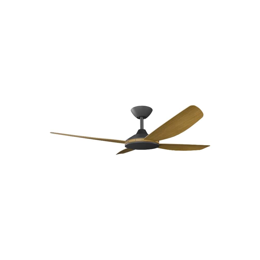 Without Light Vanga DC Ceiling Fan Black with Teak Blades - No Light