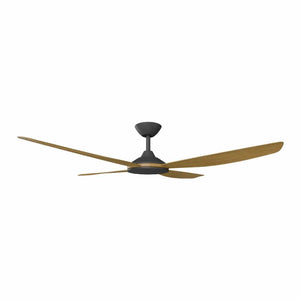 Without Light Vanga DC Ceiling Fan Black with Teak Blades - No Light