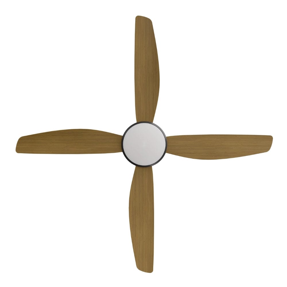 With Light Vanga DC Ceiling Fan Black with Teak Blades - With Light