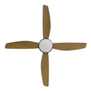 With Light Vanga DC Ceiling Fan Black with Teak Blades - With Light