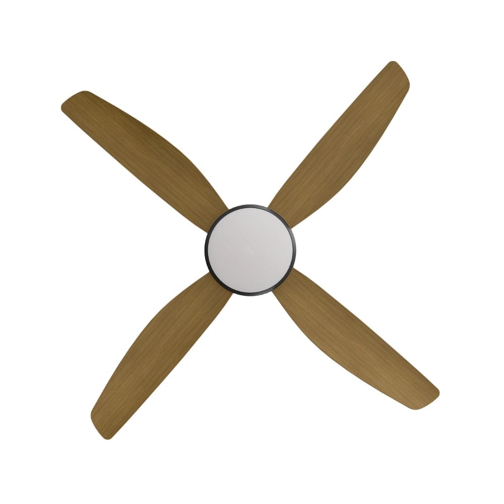 With Light Vanga DC Ceiling Fan Black with Teak Blades - With Light