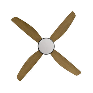 With Light Vanga DC Ceiling Fan Black with Teak Blades - With Light