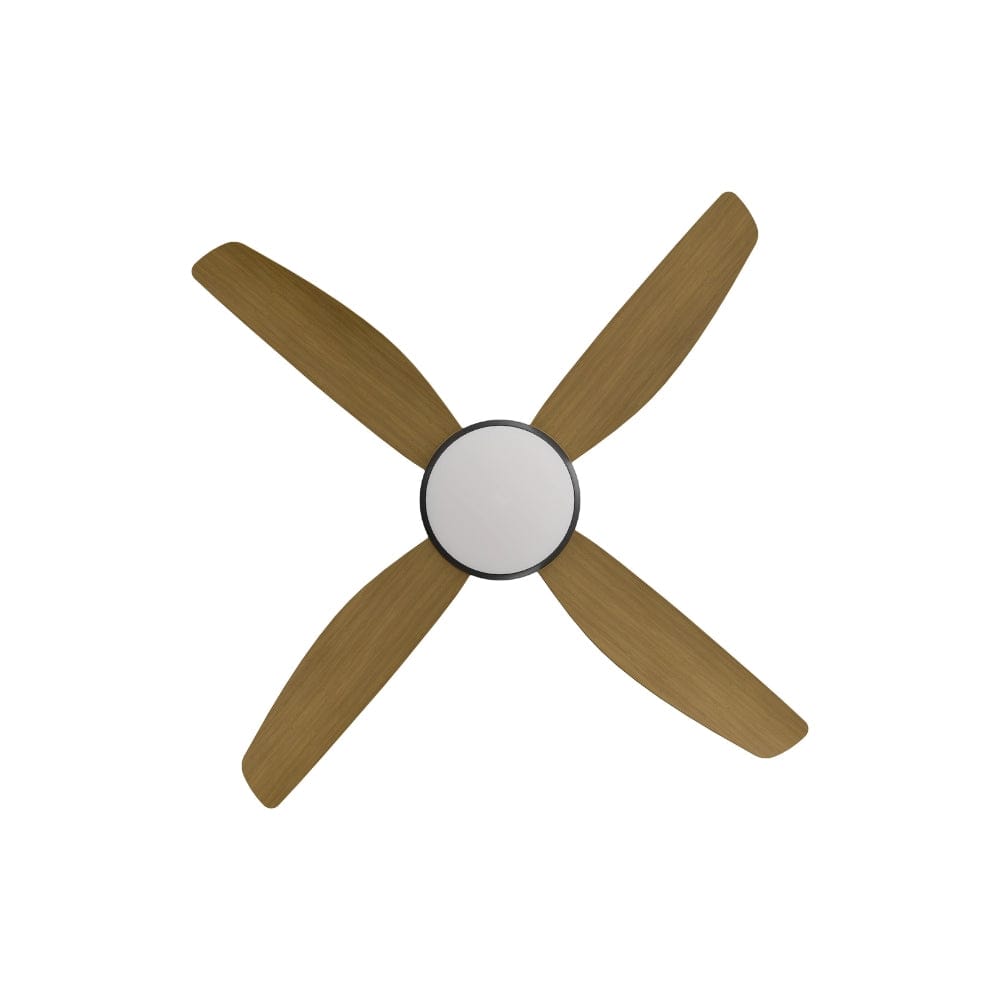 With Light Vanga DC Ceiling Fan Black with Teak Blades - With Light