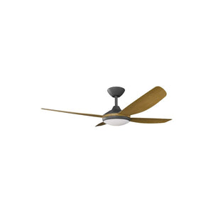 With Light Vanga DC Ceiling Fan Black with Teak Blades - With Light